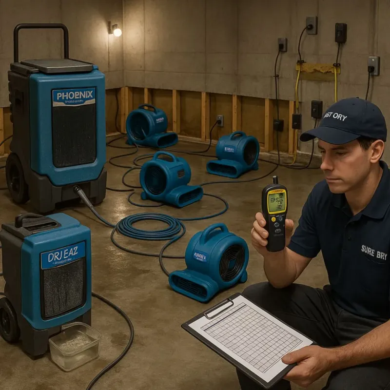 Structural Drying and Dehumidification process in Kerens, TX
